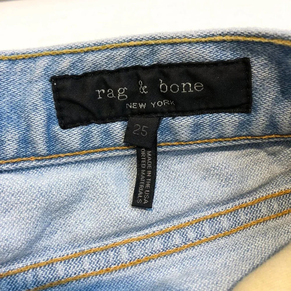 Rag & Bone Light Wash High Rise Straight Leg Cropped Designer Denim Jeans 25 - Picture 9 of 10